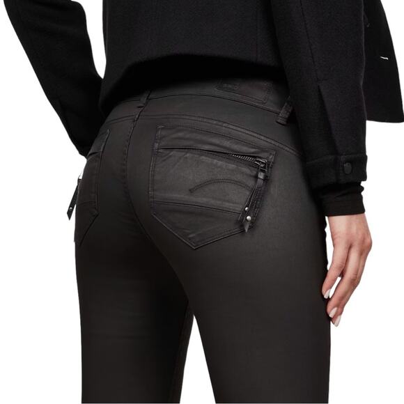 G-Star Raw Midge Cody Coated Distro Black Stretch Mid-Rise Skinny Jeans 26 NWT - Picture 6 of 10